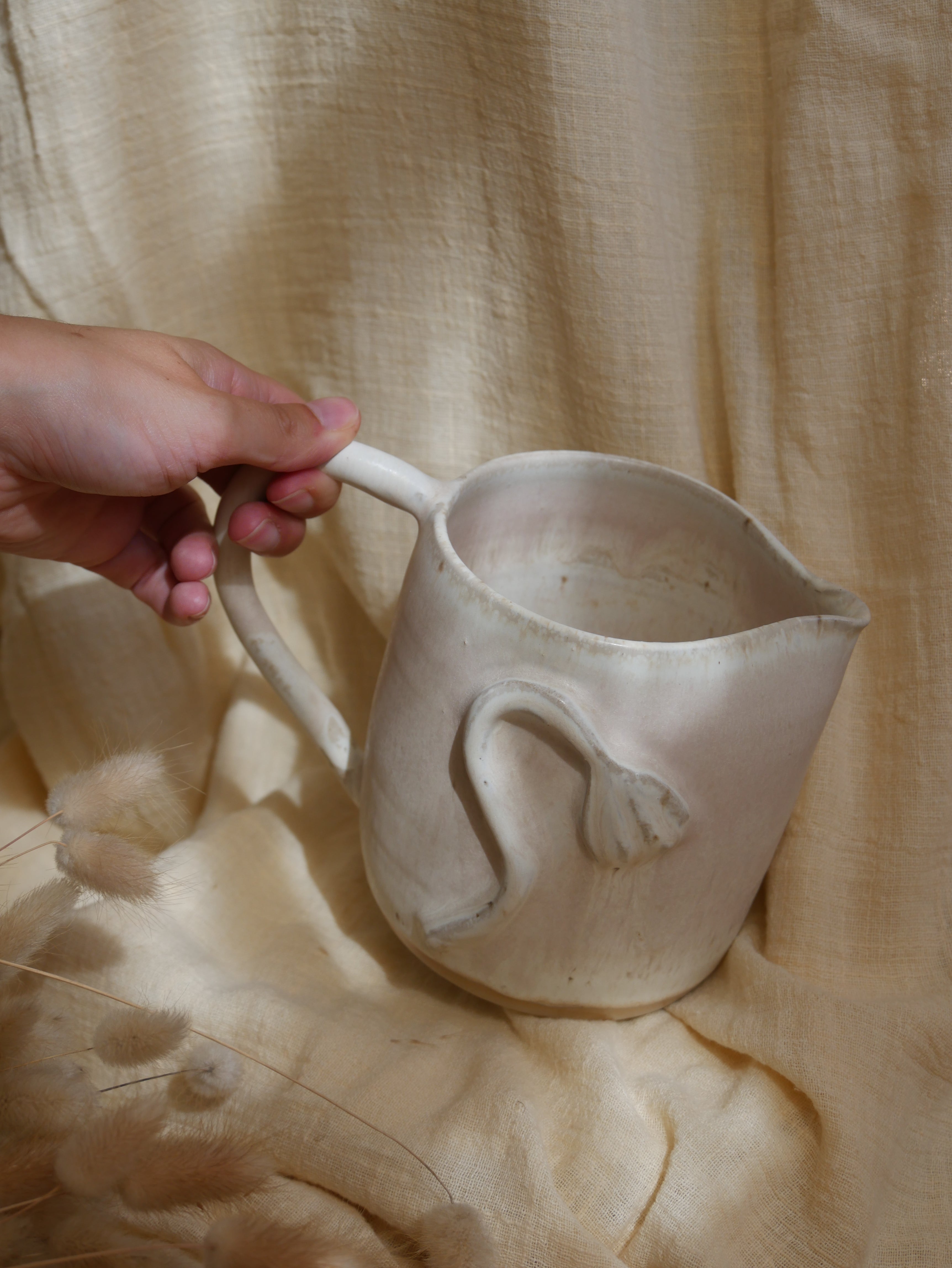 Carafe Fleur - Beige Satiné